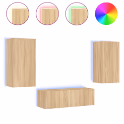 Mobili TV a Muro 3pz con Luci LED Rovere Sonomacod mxl 134339 - Vista aggiuntiva 2