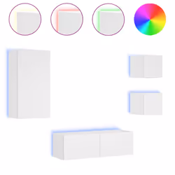 Mobili TV a Muro 4pz con Luci LED Bianchicod mxl 134342 - Vista aggiuntiva 2