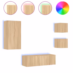 Mobili TV a Muro 4pz con Luci LED Rovere Sonomacod mxl 134340 - Vista aggiuntiva 2