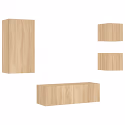 Mobili TV a Muro 4pz con Luci LED Rovere Sonomacod mxl 134340 - Vista aggiuntiva 3