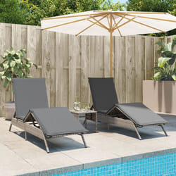 vidaXL Lettini Prendisole 2 pz con Tavolino Grigio in Polyrattan