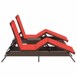 VidaXL 4002717 sedia da esterno Terrazzo Seduta imbottita Rattan sintetico, Acciaio Rosso - Vista aggiuntiva 4