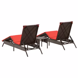 VidaXL 4002717 sedia da esterno Terrazzo Seduta imbottita Rattan sintetico, Acciaio Rosso - Vista aggiuntiva 5