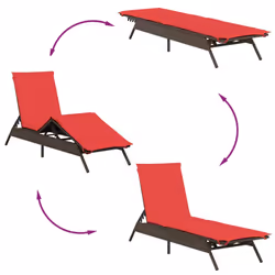 VidaXL 4002717 sedia da esterno Terrazzo Seduta imbottita Rattan sintetico, Acciaio Rosso - Vista aggiuntiva 6