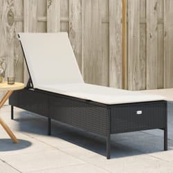 Vidaxl - Lettino Prendisole con Cuscino Nero in Polyrattan