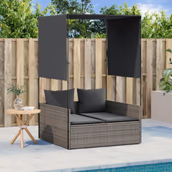 VidaXL 4002757 sedia da esterno Salone Seduta imbottita Rattan sintetico, Acciaio Grigio