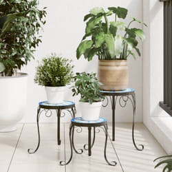 Vidaxl - Supporti per Piante 3 pz Blu e Bianco in Ceramica