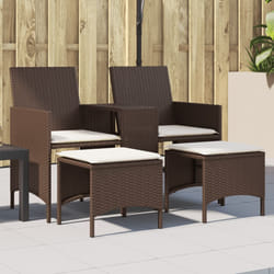 vidaXL Divano Giardino 2Posti con Tavolo e Sgabelli Marrone Polyrattan