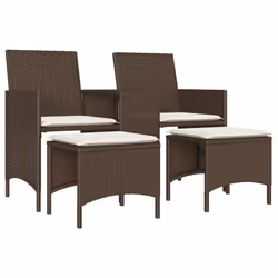 vidaXL Divano Giardino 2Posti con Tavolo e Sgabelli Marrone Polyrattan - Vista aggiuntiva 2