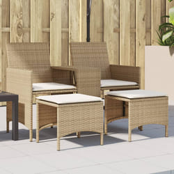 vidaXL Divano Giardino 2 Posti con Tavolo e Sgabelli Beige Polyrattan