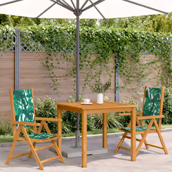 vidaXL Sedie Giardino 2pz Motivo Foglia Legno Massello Acacia Tessuto - Vista aggiuntiva 3