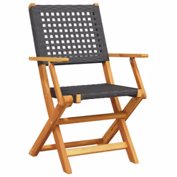 VidaXL 367663 sedia da esterno Terrazzo Legno di acacia, Rattan sintetico Nero - Vista aggiuntiva 4