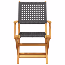 VidaXL 367663 sedia da esterno Terrazzo Legno di acacia, Rattan sintetico Nero - Vista aggiuntiva 5