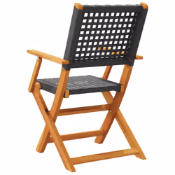 VidaXL 367663 sedia da esterno Terrazzo Legno di acacia, Rattan sintetico Nero - Vista aggiuntiva 7