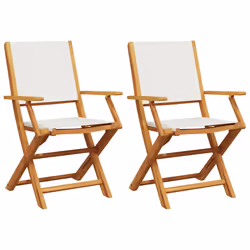 vidaXL Sedie Giardino 2pz Bianco Crema Legno Massello Acacia e Tessuto - Vista aggiuntiva 2
