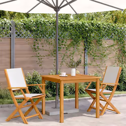 vidaXL Sedie Giardino 2pz Bianco Crema Legno Massello Acacia e Tessuto - Vista aggiuntiva 3