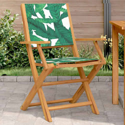 vidaXL Sedie Giardino 2pz Motivo Foglia Legno Massello Acacia Tessuto