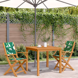 vidaXL Sedie Giardino 2pz Motivo Foglia Legno Massello Acacia Tessuto - Vista aggiuntiva 3