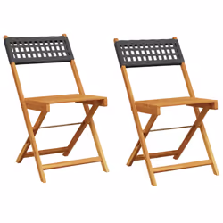 vidaXL Sedie da Bistrò 2 pz Nere Legno Massello Acacia e Polyrattan - Vista aggiuntiva 2