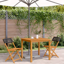 vidaXL Sedie da Bistrò 2 pz Nere Legno Massello Acacia e Polyrattan - Vista aggiuntiva 3