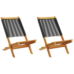 Sedie Giardino 2 pz Nere Legno Massello Acacia e Polipropilene Vidaxl 935935