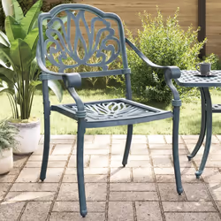 vidaXL Sedie da Giardino 2 pz Verdi in Alluminio Pressofuso - Vista aggiuntiva 3