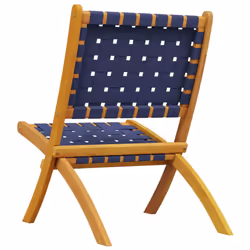 VidaXL 366512 sedia da esterno Terrazzo Legno di acacia, Tessuto Blu, Marrone - Vista aggiuntiva 6