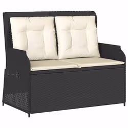 vidaXL Panca Reclinabile da Giardino con Cuscini Nera in Polyrattan - Vista aggiuntiva 2