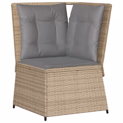 vidaXL Divano Angolare da Giardino con Cuscini Beige in Polyrattan - Vista aggiuntiva 2