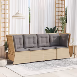 vidaXL Divano Angolare da Giardino con Cuscini Beige in Polyrattan - Vista aggiuntiva 3