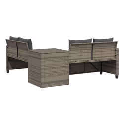 VidaXL Divano da Giardino con Tavolo e Cuscini a L Grigio Polyrattan - Vista aggiuntiva 6