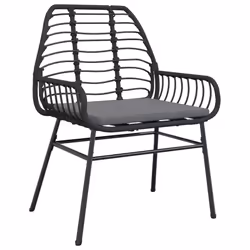 VidaXL 369091 sedia da esterno Terrazzo Seduta imbottita Rattan sintetico, Acciaio Nero - Vista aggiuntiva 4