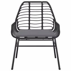 VidaXL 369091 sedia da esterno Terrazzo Seduta imbottita Rattan sintetico, Acciaio Nero - Vista aggiuntiva 5