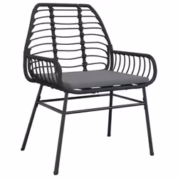 VidaXL 369093 sedia da esterno Terrazzo Seduta imbottita Rattan sintetico, Acciaio Grigio - Vista aggiuntiva 4