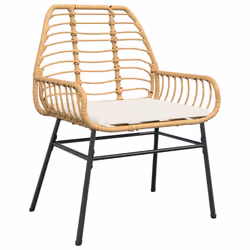 VidaXL 369094 sedia da esterno Terrazzo Seduta imbottita Rattan sintetico, Acciaio Crema, Bianco - Vista aggiuntiva 4