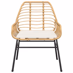 VidaXL 369094 sedia da esterno Terrazzo Seduta imbottita Rattan sintetico, Acciaio Crema, Bianco - Vista aggiuntiva 5