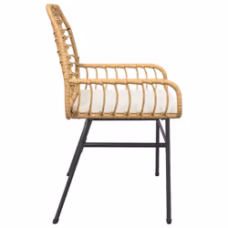 VidaXL 369094 sedia da esterno Terrazzo Seduta imbottita Rattan sintetico, Acciaio Crema, Bianco - Vista aggiuntiva 6
