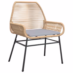 VidaXL 369096 sedia da esterno Terrazzo Seduta imbottita Rattan sintetico, Acciaio Grigio - Vista aggiuntiva 4