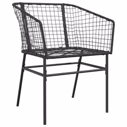 VidaXL 369098 sedia da esterno Terrazzo Seduta imbottita Rattan sintetico, Acciaio Nero - Vista aggiuntiva 4