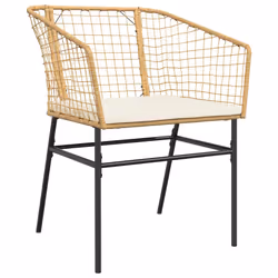 VidaXL 369101 sedia da esterno Terrazzo Seduta imbottita Rattan sintetico, Acciaio Crema, Bianco - Vista aggiuntiva 4
