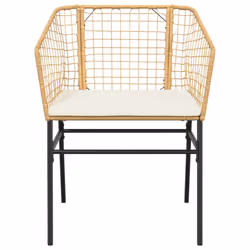 VidaXL 369101 sedia da esterno Terrazzo Seduta imbottita Rattan sintetico, Acciaio Crema, Bianco - Vista aggiuntiva 5