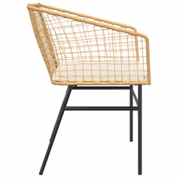 VidaXL 369101 sedia da esterno Terrazzo Seduta imbottita Rattan sintetico, Acciaio Crema, Bianco - Vista aggiuntiva 6