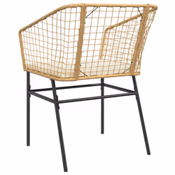 VidaXL 369101 sedia da esterno Terrazzo Seduta imbottita Rattan sintetico, Acciaio Crema, Bianco - Vista aggiuntiva 7