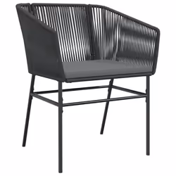 VidaXL 369102 sedia da esterno Terrazzo Seduta imbottita Rattan sintetico, Acciaio Grigio - Vista aggiuntiva 4