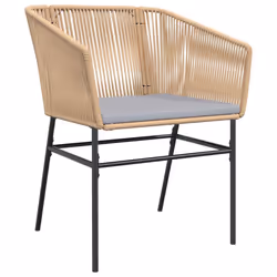 VidaXL 369103 sedia da esterno Terrazzo Seduta imbottita Rattan sintetico, Acciaio Grigio - Vista aggiuntiva 4