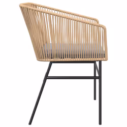 VidaXL 369103 sedia da esterno Terrazzo Seduta imbottita Rattan sintetico, Acciaio Grigio - Vista aggiuntiva 6