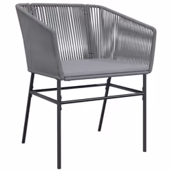 VidaXL 369104 sedia da esterno Terrazzo Seduta imbottita Rattan sintetico, Acciaio Grigio - Vista aggiuntiva 4