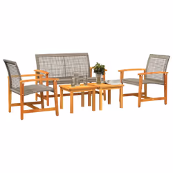 Set Salotto da Giardino 5pz Grigio in Polyrattan e Legno Acaciacod mxl 89567 - Vista aggiuntiva 3
