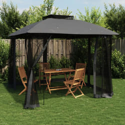 Vidaxl - Gazebo Tetto Doppio e Pareti Rete Antracite 2,94x2,94 m Acciaio 116215