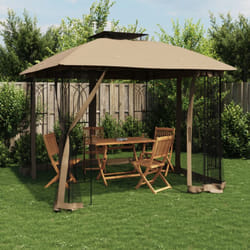 Vidaxl - Gazebo con Tetto Doppio/Pareti Rete Tortora 2,94x2,94 m Acciaio 472618